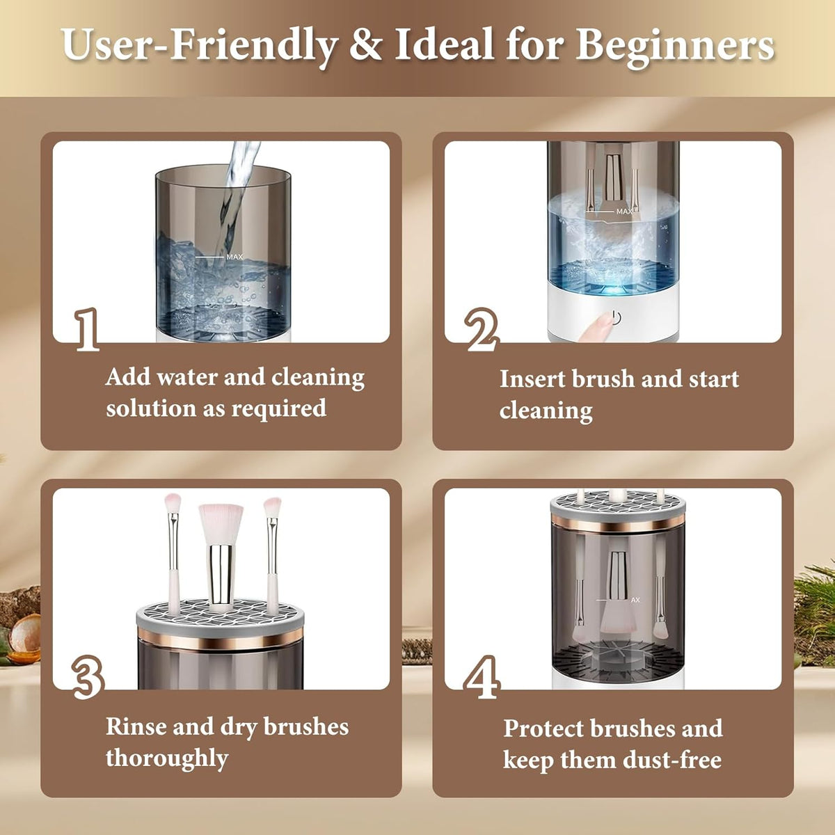 Automatic MakeUp Brush Cleaner