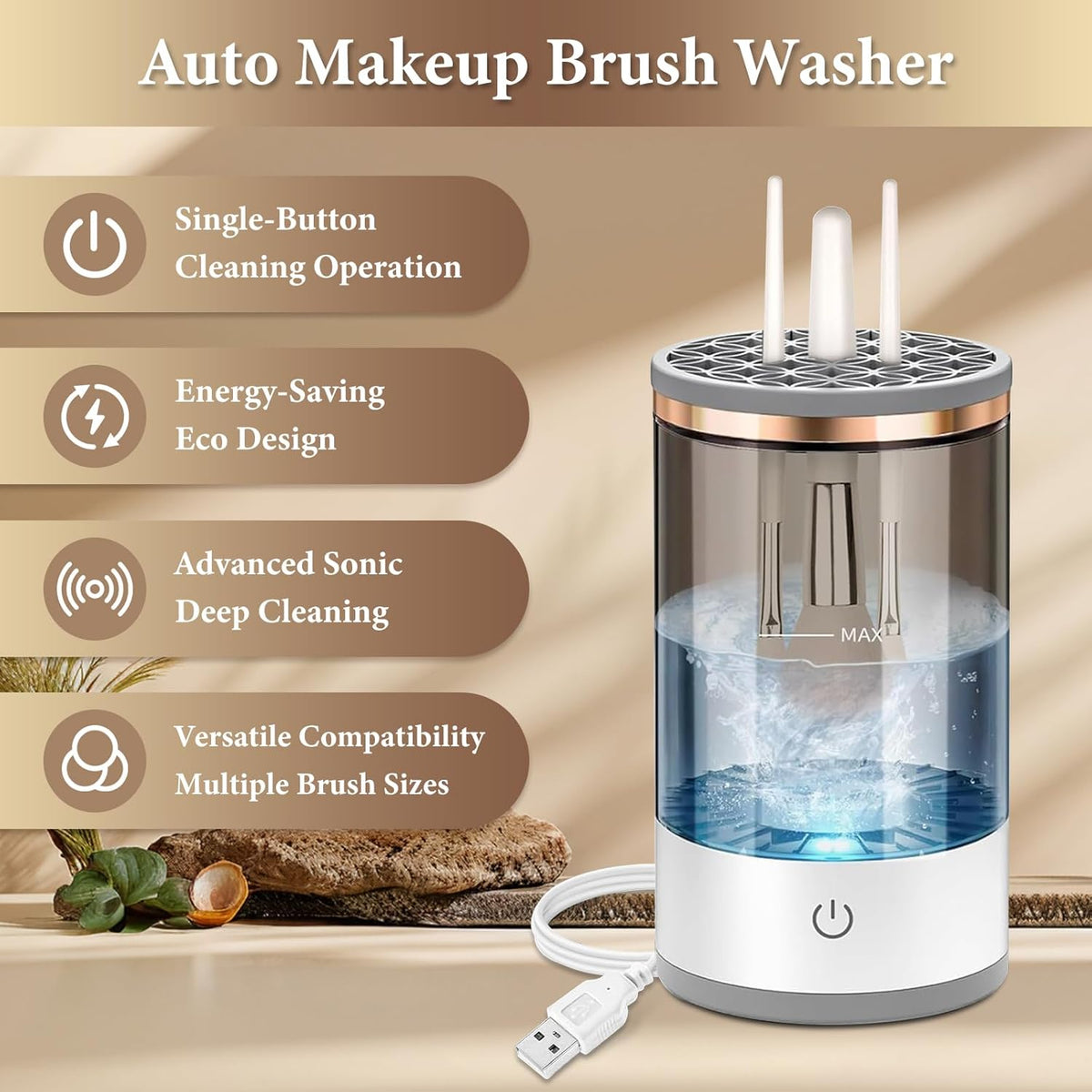 Automatic MakeUp Brush Cleaner